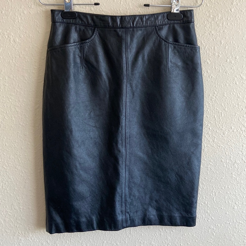 Vintage black leather skirt
